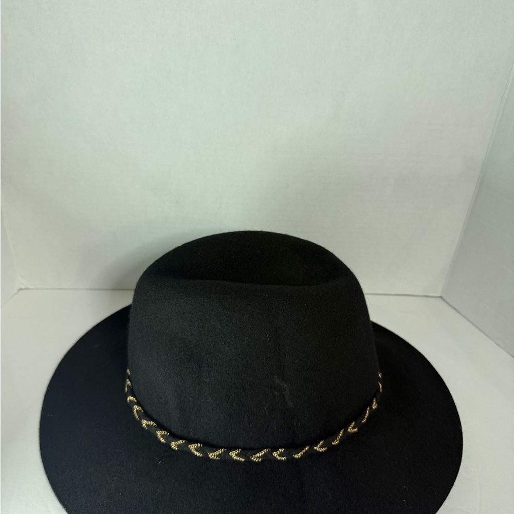 Elegant Black Hat with Gold Detailing